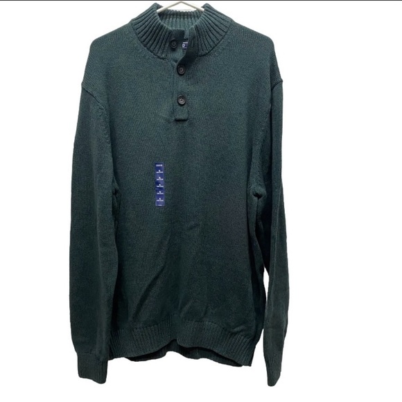 Izod Mens XL sweater pullover acrylic 3 button classic green blue speckled - Picture 1 of 8